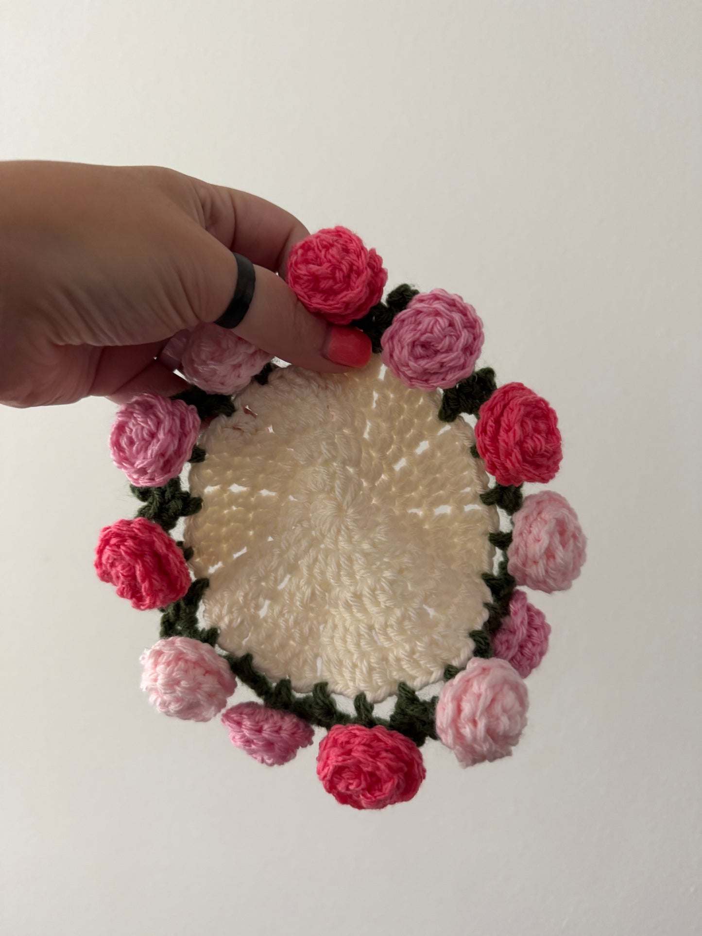 Rose coffee cup mat